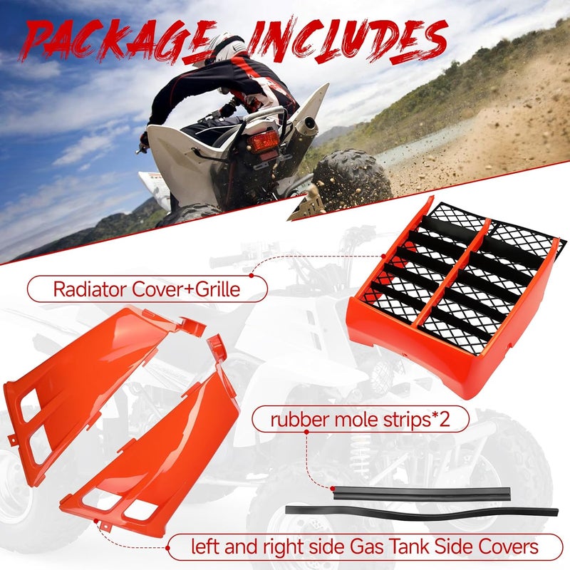ATVMaster Orange Plastic Gas Tank Side Covers with Grill, Compatible with Yamaha Banshee 350 1987-2006, 2-PC Set, OE 2GU-2171L-00-00 - Image 4
